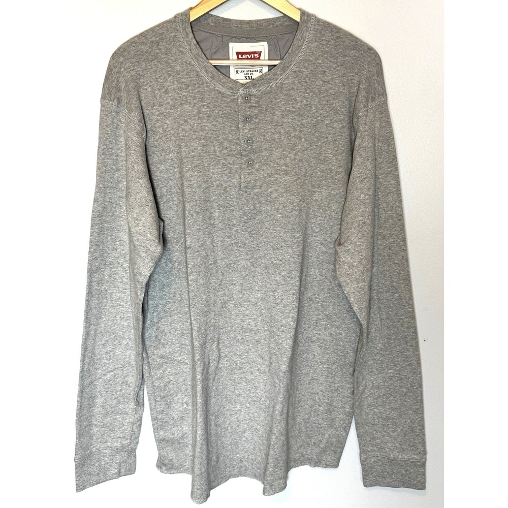 Levi's Long Sleeve Henley T-Shirt Men's Size 2XL Gray Camping Hiking Soft Cotton